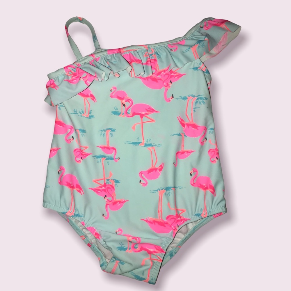 Carter’s Flamingo Print Girl Swimsuit.  Size 24 months.